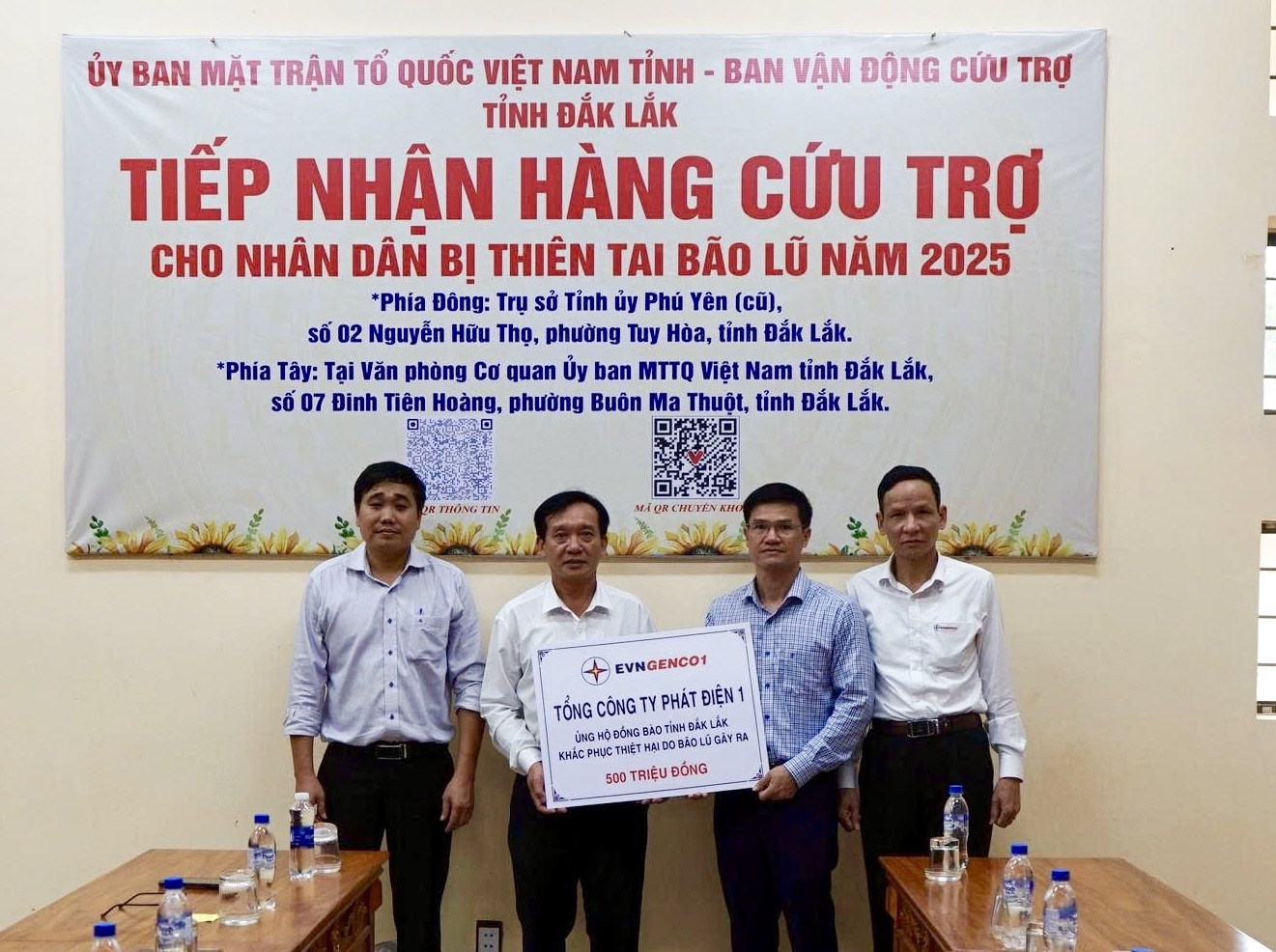 EVNGENCO1 trao kinh phí ủng hộ 500 triệu đồng cho đồng bào tỉnh Đắk Lắk bị thiệt hại do bão lũ