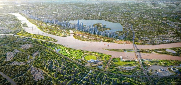 Phối cảnh dự án đầu tư xây dựng Trục Đại lộ cảnh quan sông Hồng. (Ảnh: Sở VHTT Hà Nội) Phối cảnh dự án đầu tư xây dựng Trục Đại lộ cảnh quan sông Hồng. (Ảnh: Sở VHTT Hà Nội)