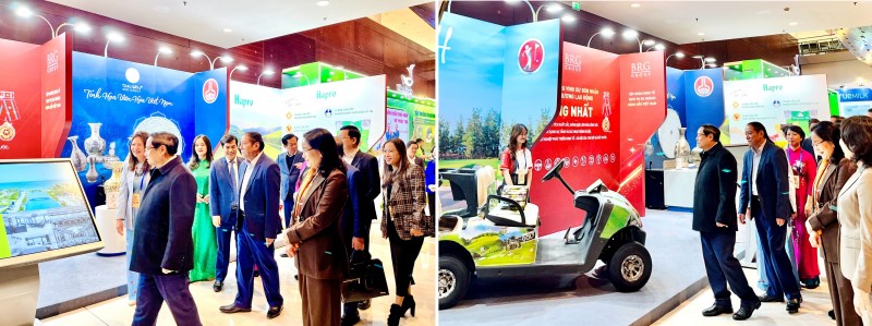 Thủ tướng Chính phủ Phạm Minh Chính cùng các lãnh đạo cấp cao và đại biểu tham quan khu vực trưng bày của Tập đoàn BRG Thủ tướng Chính phủ Phạm Minh Chính cùng các lãnh đạo cấp cao và đại biểu tham quan khu vực trưng bày của Tập đoàn BRG