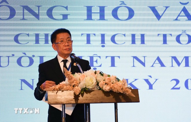 Ông Hồ Văn Lâm, kiều bào tỉnh Udon Thani, Chủ tịch Hội doanh nhân Thái-Việt toàn Thái Lan, được bầu làm Chủ tịch Hội người Việt Nam toàn Thái Lan nhiệm kỳ 2026-2028. (Ảnh: Đỗ Sinh