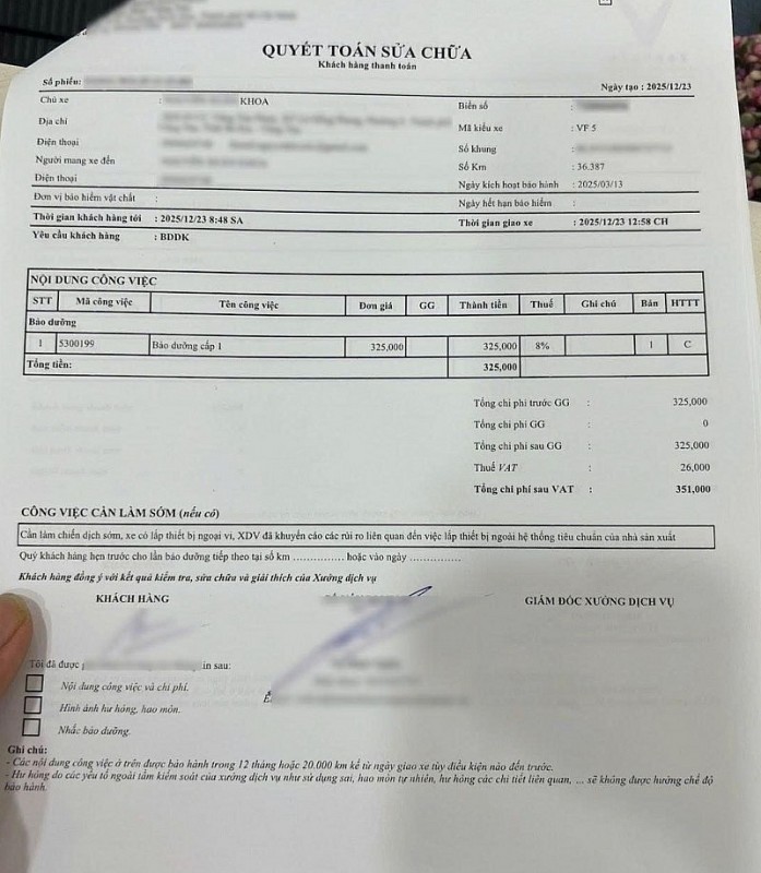 Người dùng Việt kể chuyện đi bảo dưỡng chi phí “không bằng thùng bia”