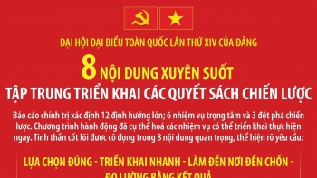 infographic dai hoi dang xiv 8 noi dung xuyen suot trien khai cac quyet sach chien luoc