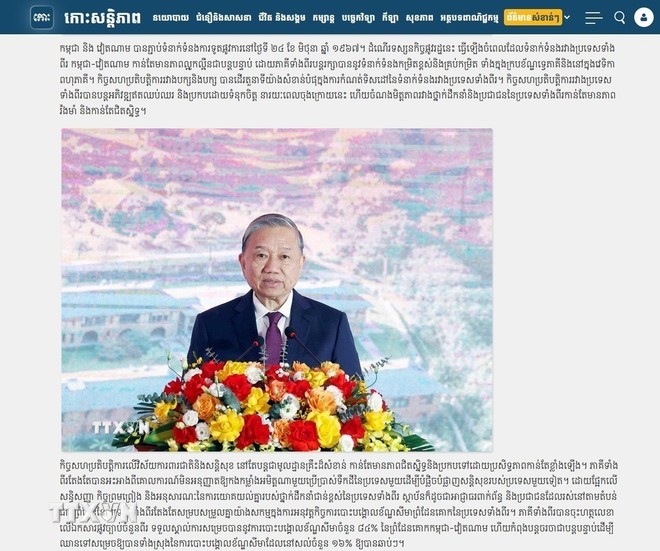 Truyền thông Campuchia đưa tin đậm nét trước thềm chuyến thăm của Tổng Bí thư Tô Lâm