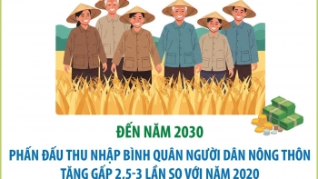 [Infographic] Đến năm 2030, phấn đấu thu nhập bình quân người dân nông thôn tăng gấp 2,5-3 lần so với năm 2020