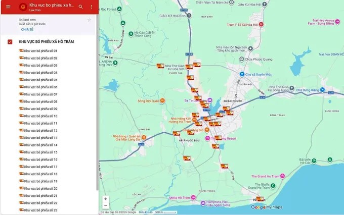 Ủy ban Bầu cử xã Hồ Tràm (TPHCM) chính thức triển khai “Bản đồ số phục vụ bầu cử đại biểu Quốc hội khóa XVI và đại biểu HĐND các cấp”. Ủy ban Bầu cử xã Hồ Tràm (TPHCM) chính thức triển khai “Bản đồ số phục vụ bầu cử đại biểu Quốc hội khóa XVI và đại biểu HĐND các cấp”.