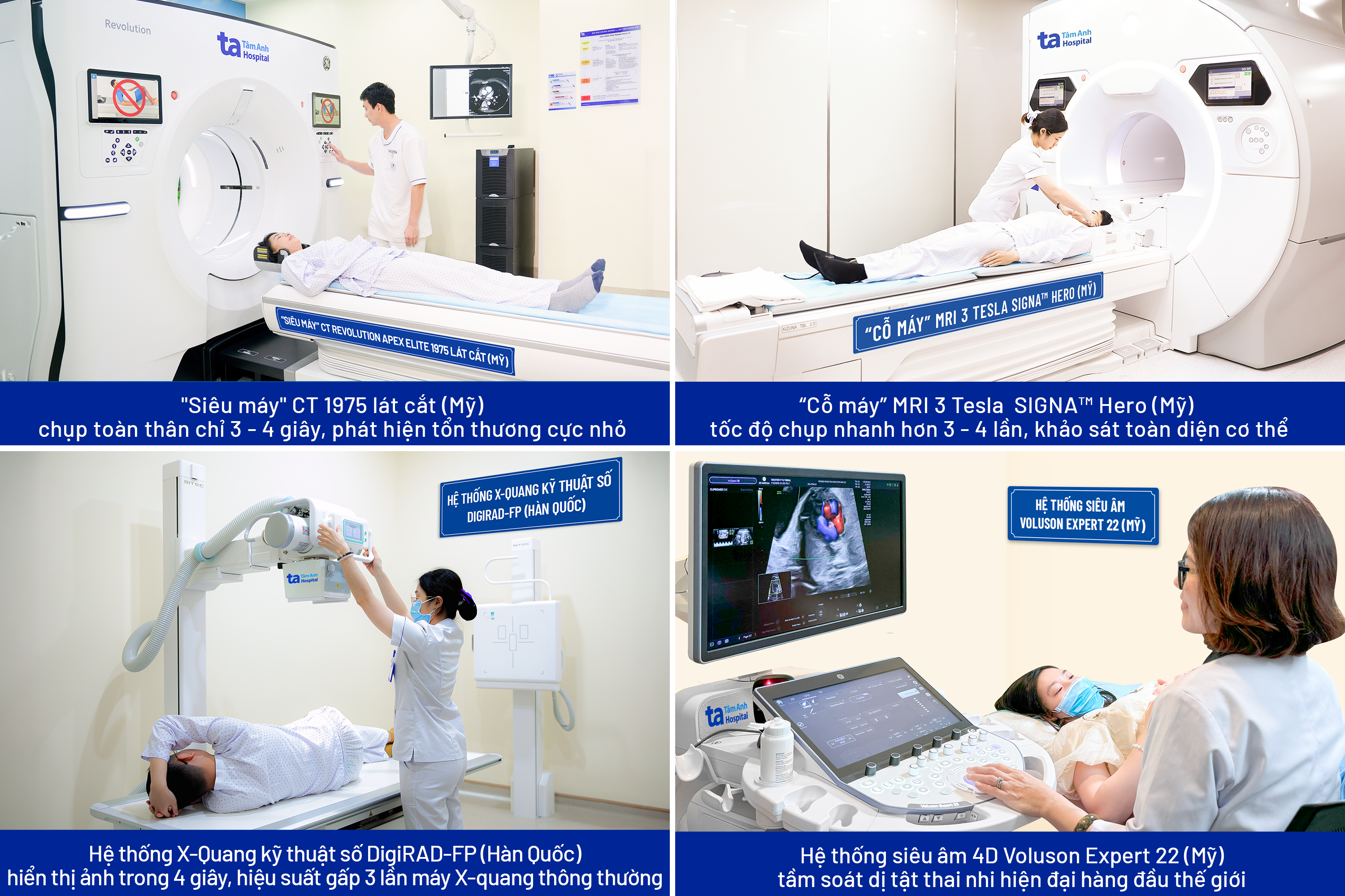 Hệ thống CT 1975 lát cắt, MRI 3 Tesla, X-quang kỹ thuật số, siêu âm thế hệ mới… được nhập khẩu từ Âu - Mỹ và vận hành theo tiêu chuẩn ISO 15189:2022 tại Trung tâm Chẩn đoán hình ảnh & Điện quang can thiệp. Ảnh: BVĐK Tâm Anh Hệ thống CT 1975 lát cắt, MRI 3 Tesla, X-quang kỹ thuật số, siêu âm thế hệ mới… được nhập khẩu từ Âu - Mỹ và vận hành theo tiêu chuẩn ISO 15189:2022 tại Trung tâm Chẩn đoán hình ảnh & Điện quang can thiệp. Ảnh: BVĐK Tâm Anh