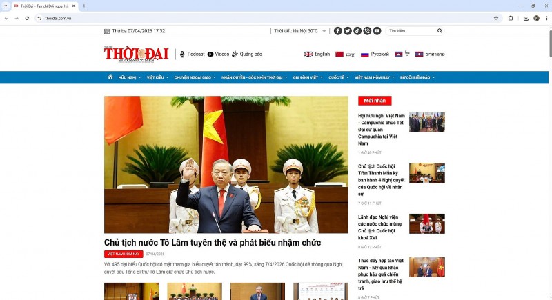 Phát triển chuyên trang báo chí đối ngoại bằng 5 ngôn ngữ trên Tạp chí Thời đại điện tử