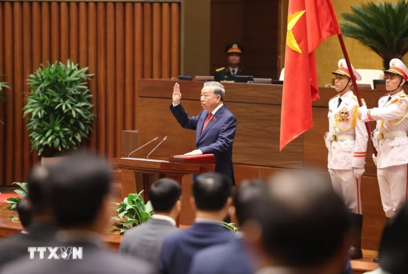 Tổng Bí thư Tô Lâm tuyên thệ nhậm chức Chủ tịch nước Cộng hòa xã hội chủ nghĩa Việt Nam. Ảnh: Lâm Khánh/TTXVN