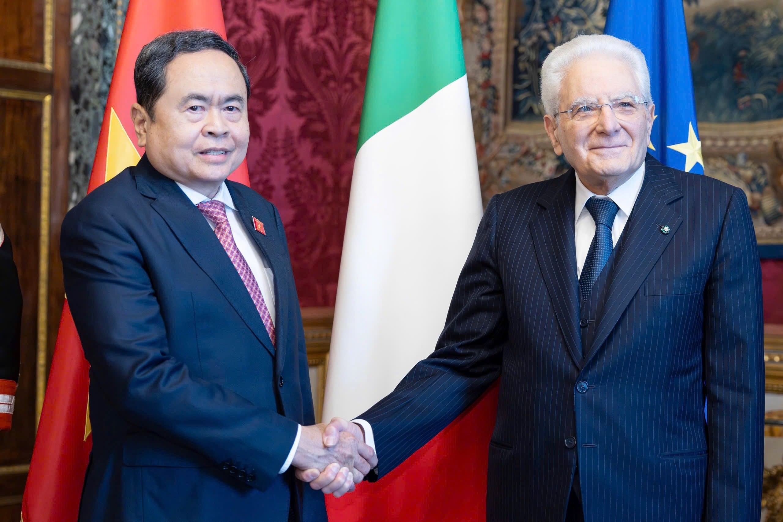 Chủ tịch Quốc hội Trần Thanh Mẫn hội kiến Tổng thống Italia Sergio Mattarella