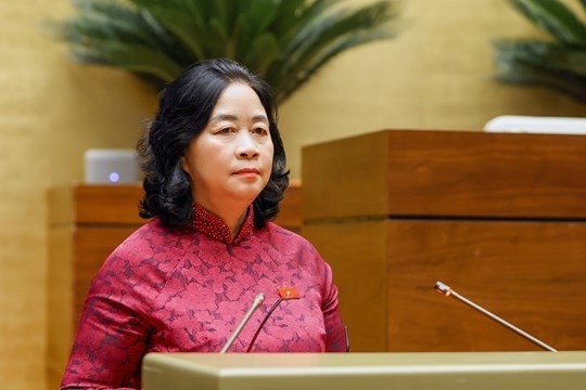 Bà Bùi Thị Minh Hoài, Ủy viên Bộ Chính trị, Bí thư Trung ương Đảng, Chủ tịch Ủy ban Trung ương MTTQ Việt Nam đã trình bày Báo cáo một số nội dung chủ yếu tổng hợp ý kiến, kiến nghị của cử tri và Nhân dân gửi đến Kỳ họp thứ nhất, Quốc hội khóa XVI 