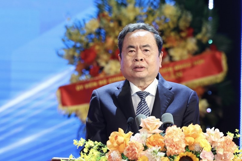 Chủ tịch Quốc hội Trần Thanh Mẫn phát biểu tại lễ kỷ niệm. (Ảnh: T.L)