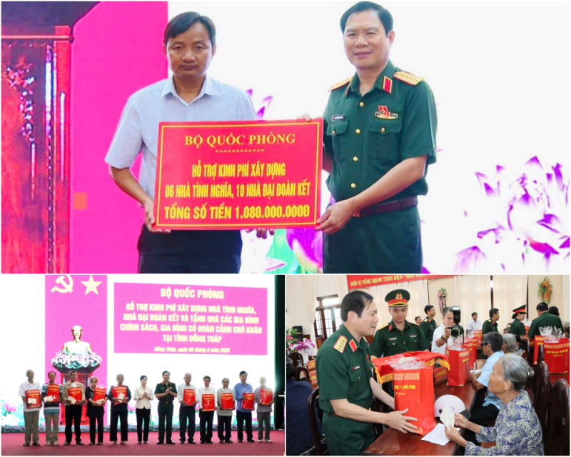 bo quoc phong trao kinh phi xay dung 16 can nha tang 100 phan qua tai dong thap