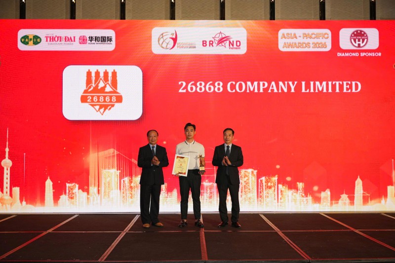 Công ty TNHH 26868 – Vinh dự nhận giải thưởng “Top 10 Doanh nghiệp tiêu biểu Châu Á – Thái Bình Dương 2026” Công ty TNHH 26868 – Vinh dự nhận giải thưởng “Top 10 Doanh nghiệp tiêu biểu Châu Á – Thái Bình Dương 2026”