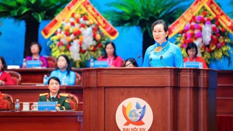 Chủ tịch Hội Liên hiệp Phụ nữ Việt Nam Lê Thị Thủy phát biểu bế mạc Đại hội. Chủ tịch Hội Liên hiệp Phụ nữ Việt Nam Lê Thị Thủy phát biểu bế mạc Đại hội.
