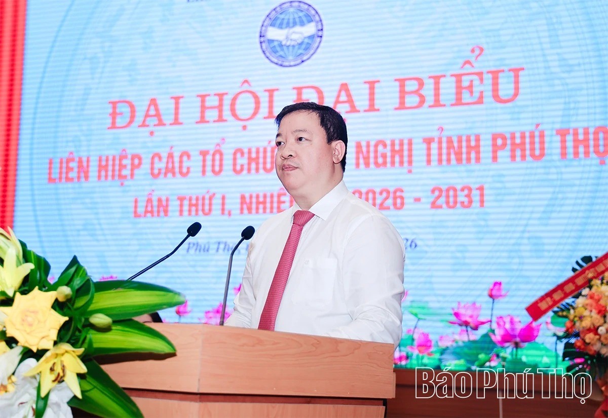 Phó Chủ tịch Liên hiệp các tổ chức hữu nghị Việt Nam Nguyễn Ngọc Hùng phát biểu tại Đại hội.