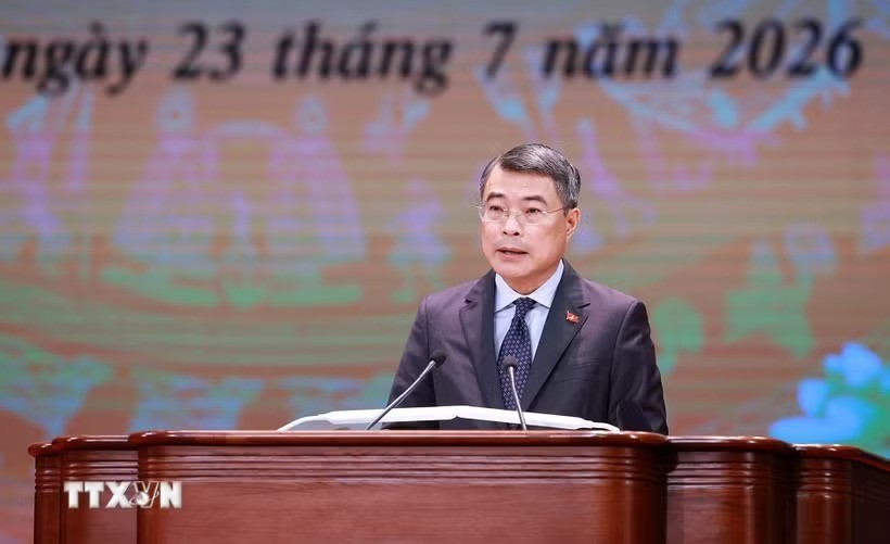 Thủ tướng Lê Minh Hưng phát biểu tri ân người có công với cách mạng toàn quốc năm 2026 và phát động phong trào đẩy mạnh chăm lo người có công với cách mạng hướng tới Kỷ niệm 80 năm Ngày Thương binh-Liệt sỹ. (Ảnh: Dương Giang/TTXVN)