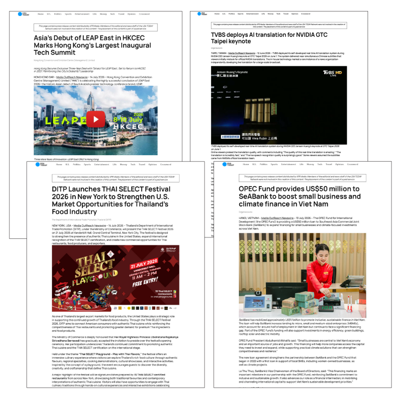 Đảm bảo đăng tin tức trên USA Today
