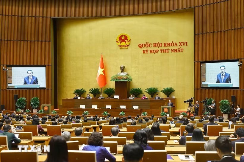 Chủ tịch Quốc hội Trần Thanh Mẫn phát biểu bế mạc Kỳ họp thứ Nhất, Quốc hội khóa XVI. (Ảnh: Doãn Tấn/TTXVN)