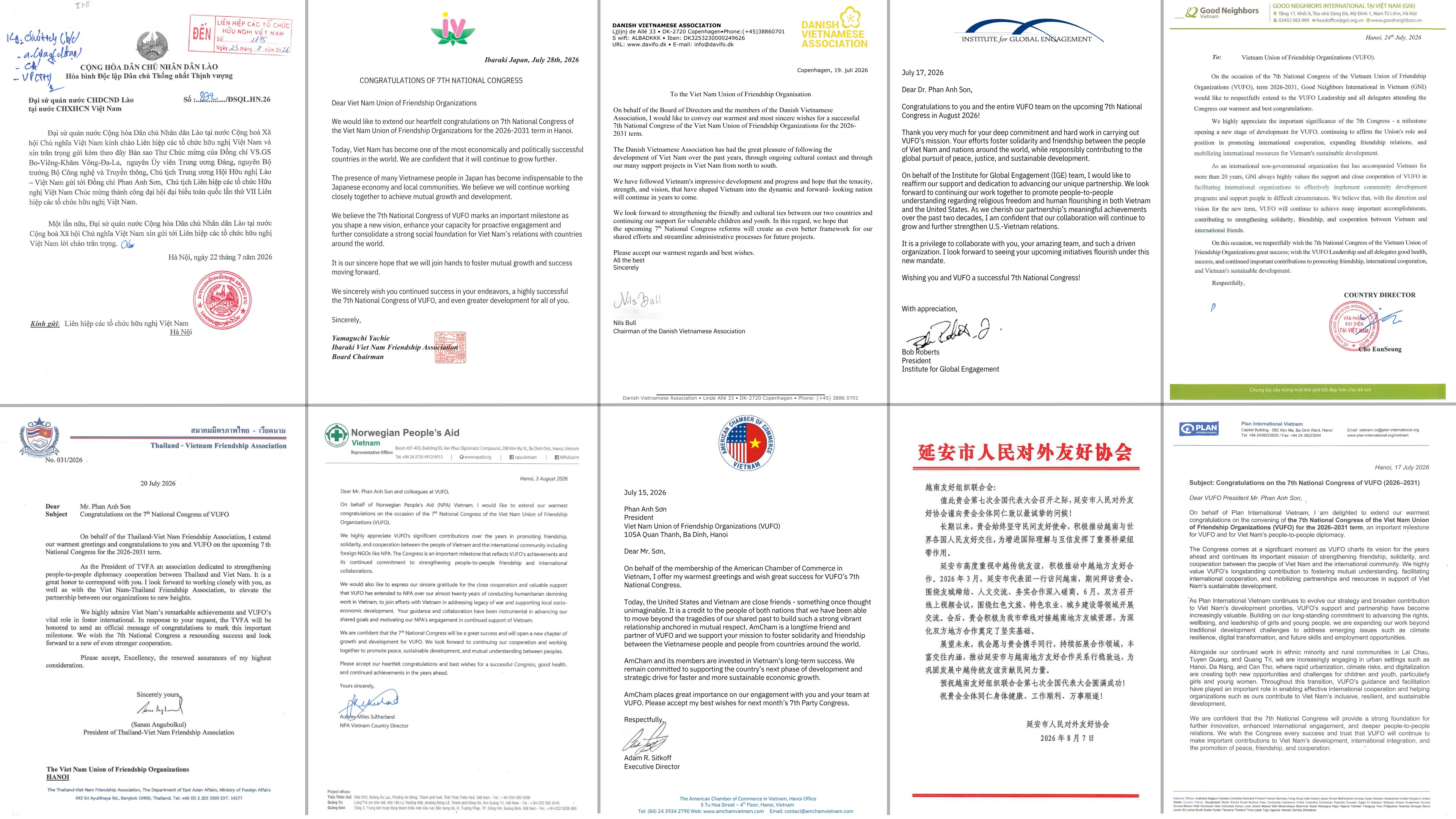 International Friends and Partners Congratulate Viet Nam Union of Friendship Organizations’ Congress International Friends and Partners Congratulate Viet Nam Union of Friendship Organizations’ Congress
