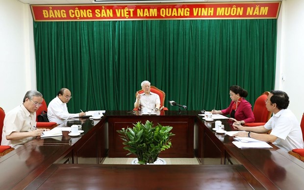 tong bi thu chu tich nuoc nguyen phu trong chu tri hop lanh dao