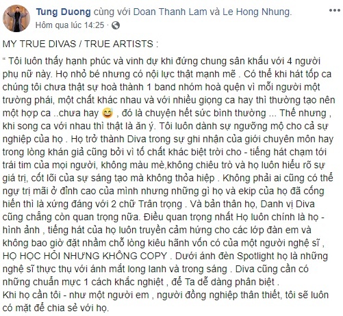 tung duong noi ve status diva moi nguoi da hieu lam suy dien va day cau chuyen di qua xa roi