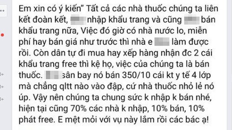 co quan chuc nang vao cuoc ve tin keu goi khong ban khau trang tren facebook