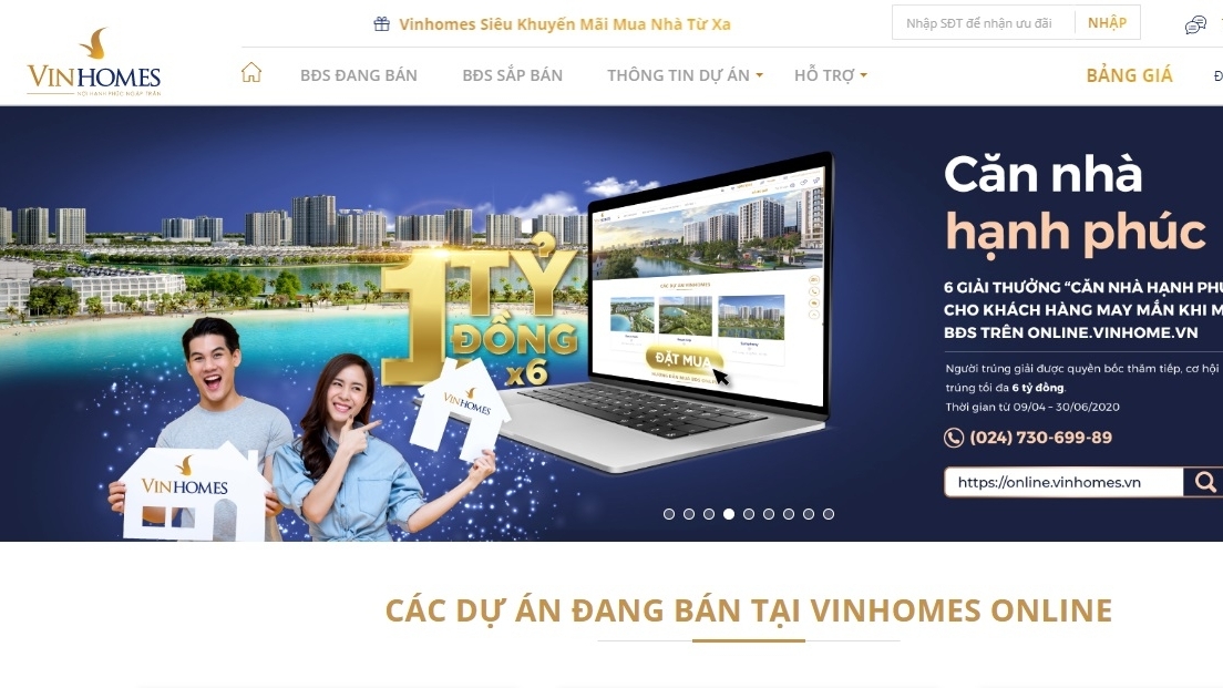 trai nghiem mua sam bat dong san truc tuyen tai vinhomes online