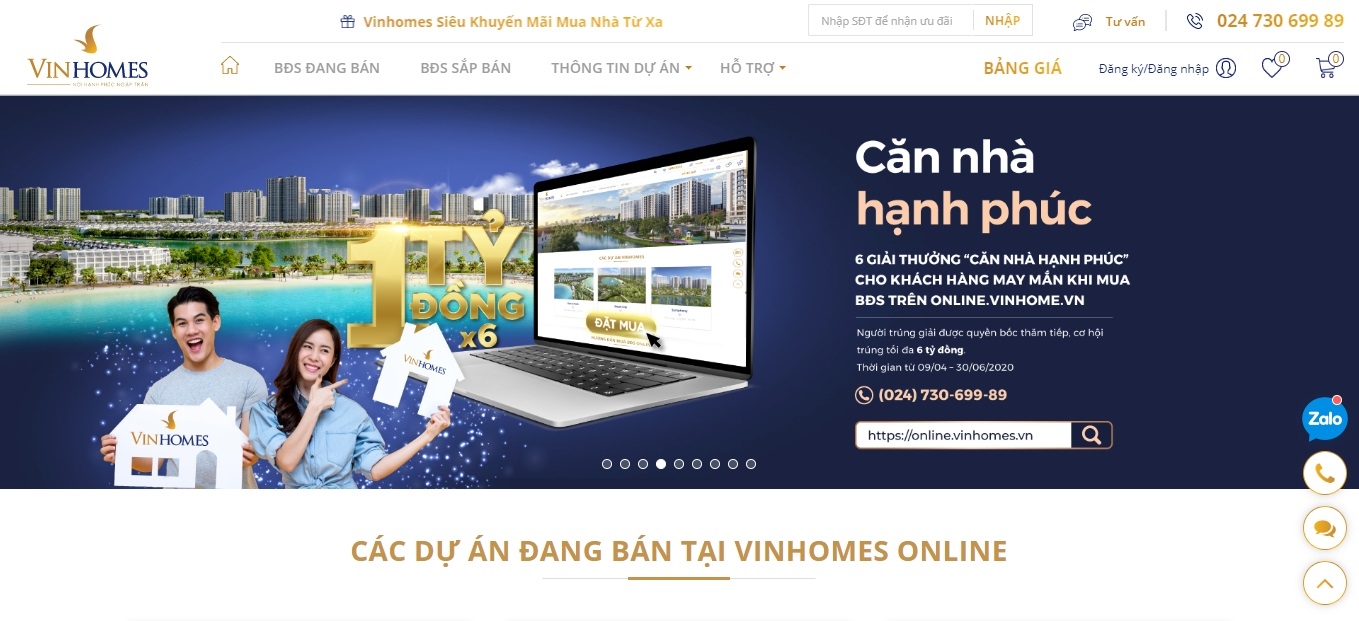 trai nghiem mua sam bat dong san truc tuyen tai vinhomes online