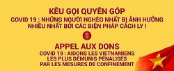 Hội người Việt Nam tại Pháp ủng hộ 12.000 Euro trong đợt 2 giúp Việt Nam chống COVID-19
