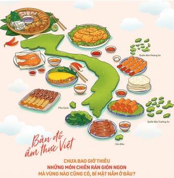 63 món ăn xếp thành bản đồ ẩm thực xác lập kỷ lục Việt Nam