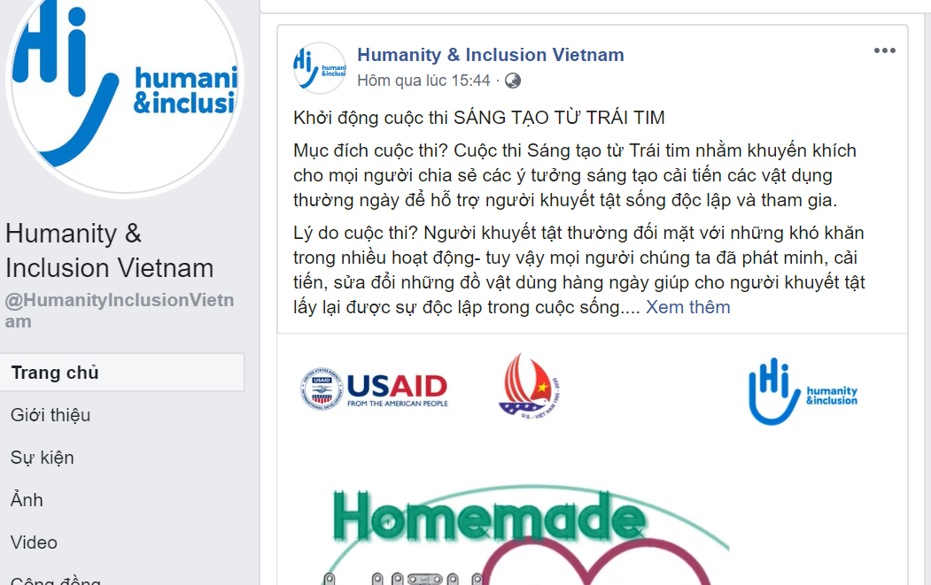 humanity inclusion viet nam chinh thuc phat dong cuoc thi sang tao tu trai tim