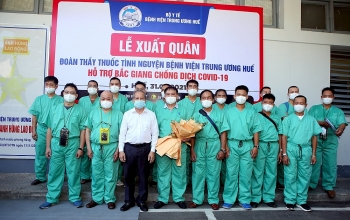 Bệnh viện Trung ương Huế cử đoàn bác sỹ giỏi đến hỗ trợ tâm dịch Bắc Giang