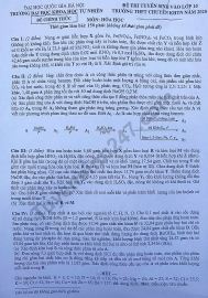 de thi mon hoa tuyen sinh lop 10 vao thpt chuyen khoa hoc tu nhien