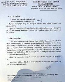 de thi ngu van tuyen sinh lop 10 vao chuyen van truong pho thong nang khieu