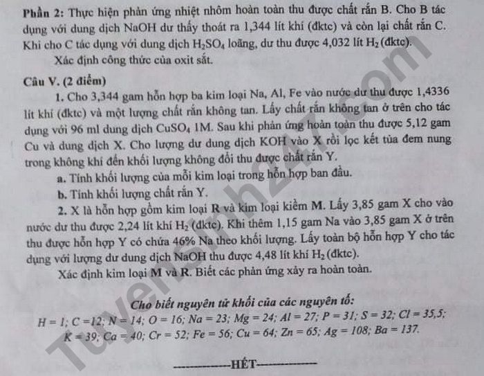 1430 de thi mon hoa hoc tuyen sinh lop 10 vao thpt chuyen hung yen nam 2020 anh2