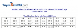 Đáp án đề thi Anh văn tuyển sinh lớp 10 vào THPT TP Hà Nội năm 2020