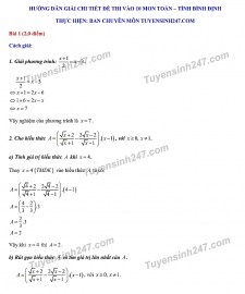 Đáp án đề thi môn Toán tuyển sinh lớp 10 vào THPT tỉnh Bình Định năm 2020
