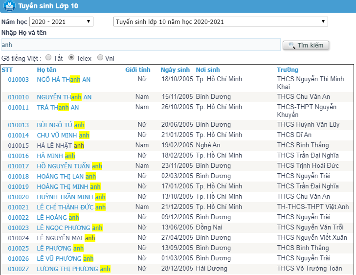 tra cuu diem thi tuyen sinh lop 10 binh duong nam 2020