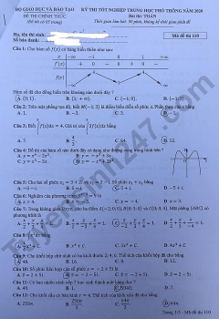 Gợi ý đáp án môn Toán mã đề 110 thi tốt nghiệp THPT quốc gia 2020