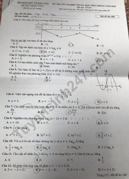 Gợi ý đáp án môn Toán mã đề 108 thi tốt nghiệp THPT quốc gia 2020