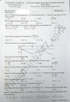 Gợi ý đáp án môn Toán mã đề 124 thi tốt nghiệp THPT quốc gia 2020