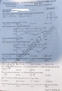 Gợi ý đáp án môn Toán mã đề 101 thi tốt nghiệp THPT quốc gia 2020