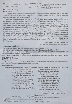 Đề thi môn Ngữ văn tốt nghiệp THPT quốc gia 2020 đợt 2