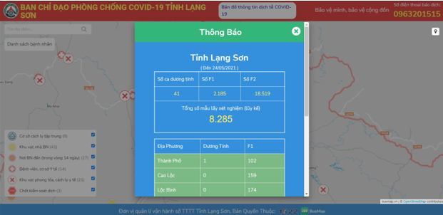 Lạng Sơn ra mắt bản đồ COVID-19 cập nhật tình hình dịch theo thời gian thực