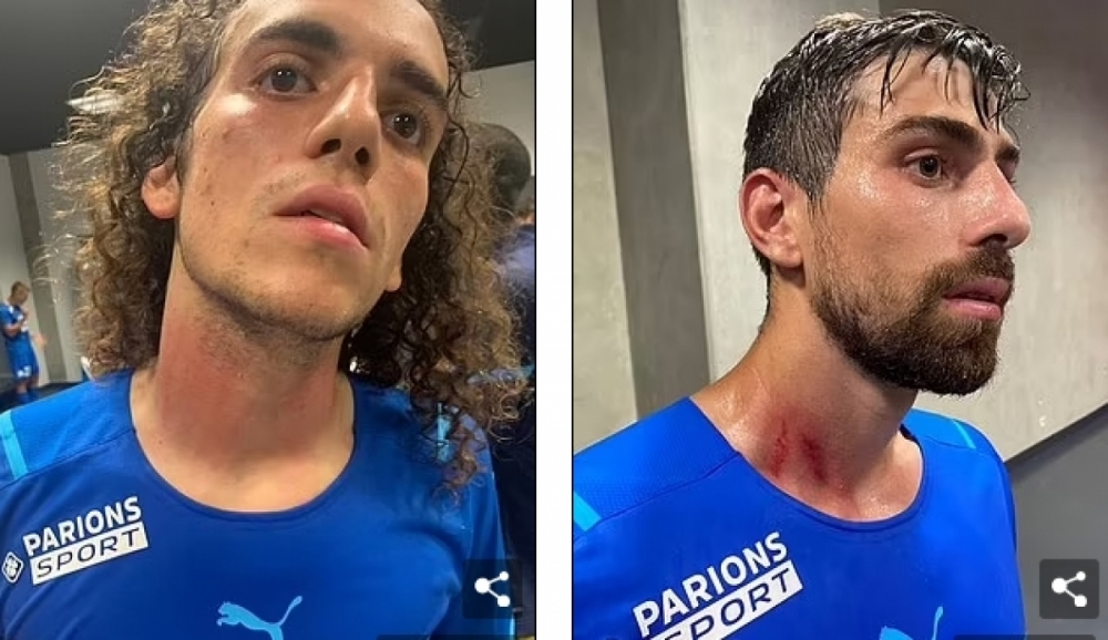 Các cổ động viên quá khích của Nice khiến Matteo Guendouzi và Luan Peres bị thương.