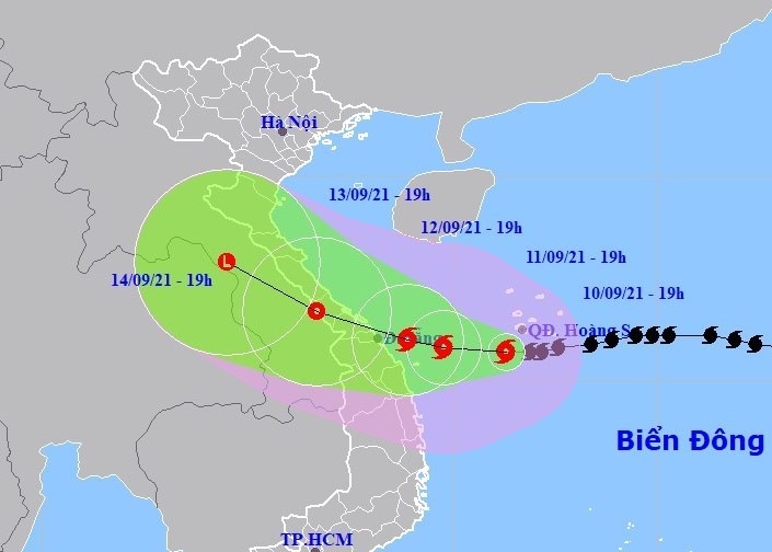 Bão Côn Sơn tiến về Quảng Trị - Quảng Nam, gió giật cấp 12