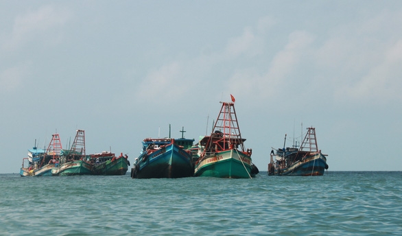 Tàu cá neo đậu ngoài khơi vùng biển Kiên Giang - Ảnh: K.NAM