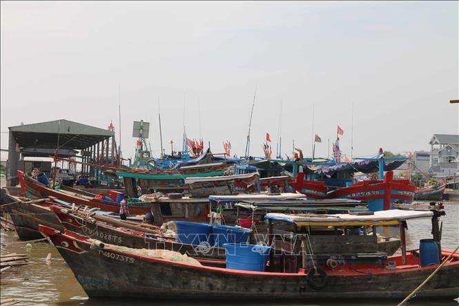 Tàu thuyền neo đậu tại Cảng cá Định An.