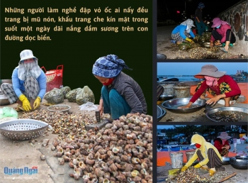 Nghề đập vỏ ốc ở Lý Sơn