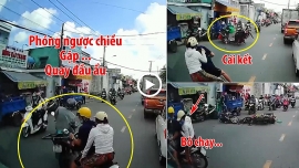 Clip: Đôi nam nữ "nhanh chân" bỏ chạy sau khi sang đường ẩu gây tai nạn